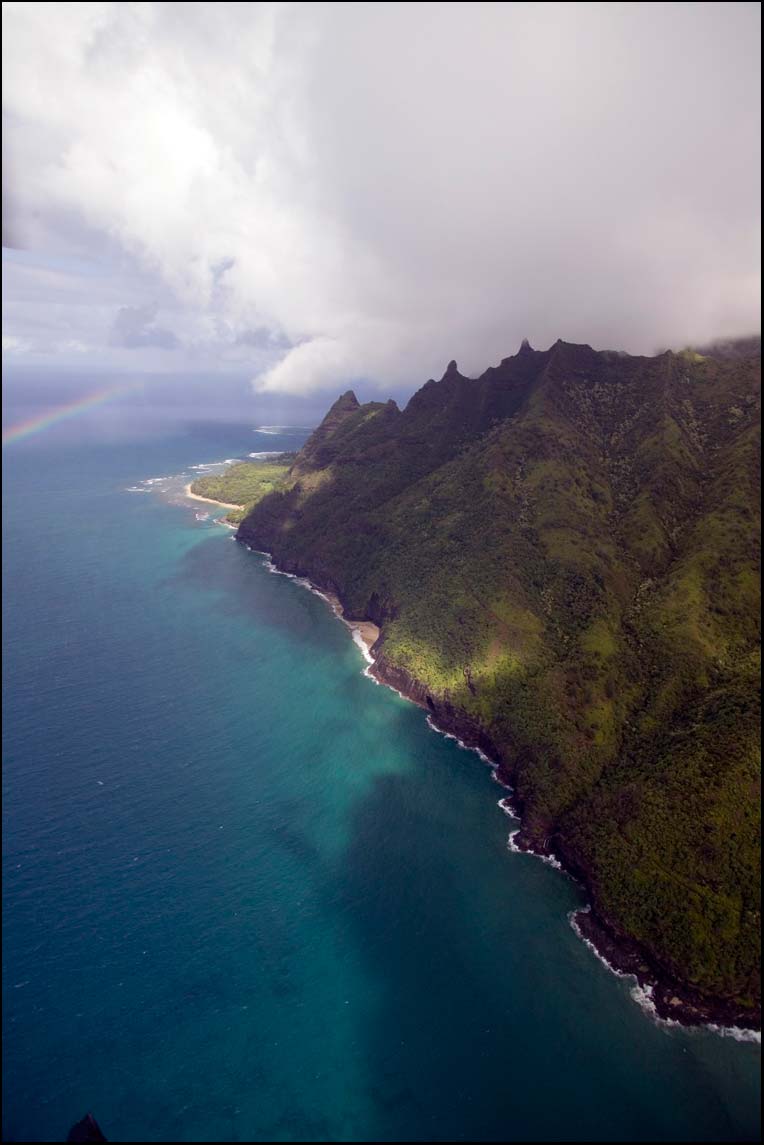 Aerial photography in Kauai Hawaii of the Napali Coast