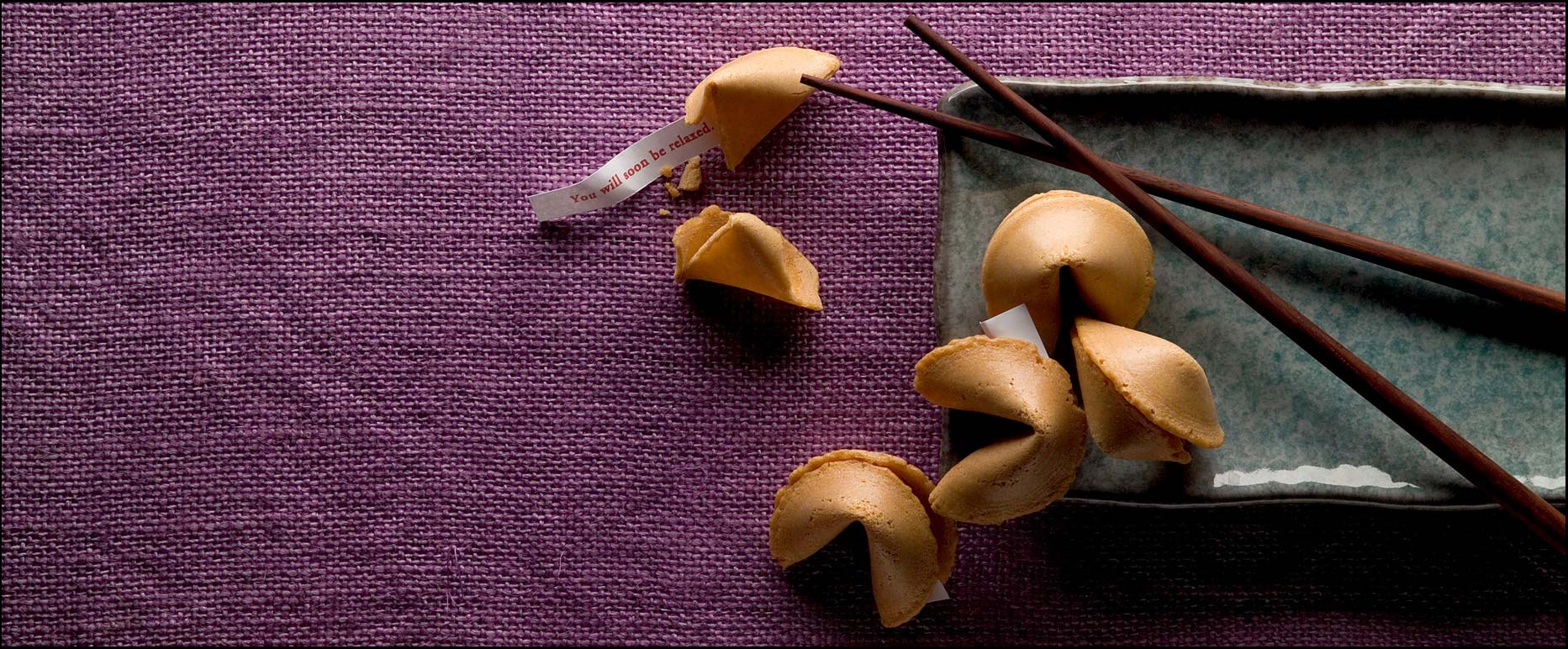 Fortune cookies on a purple background